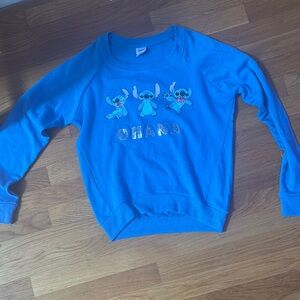 a.n.a Blue Crewneck Sweatshirt with Ribbed Cuffs